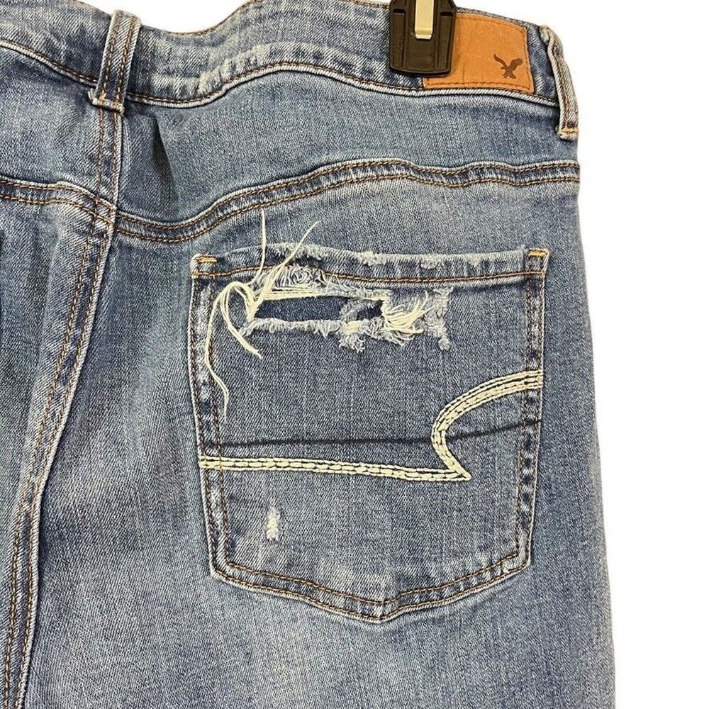 American Eagle Tomgirl Tom Girl Womens Distressed Mid Rise Stretch Jeans sz 14 - Picture 14 of 16